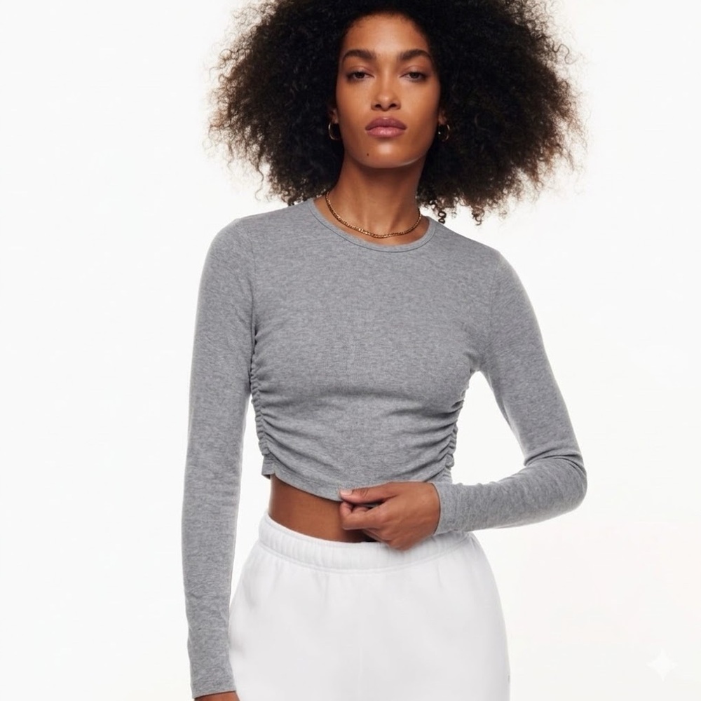 Aritzia TNA Gray Chill Malibu Cropped Longsleeve | XXS